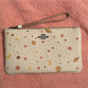 COACH Galaxy Large Corner Zip Wristlet (Off-White)